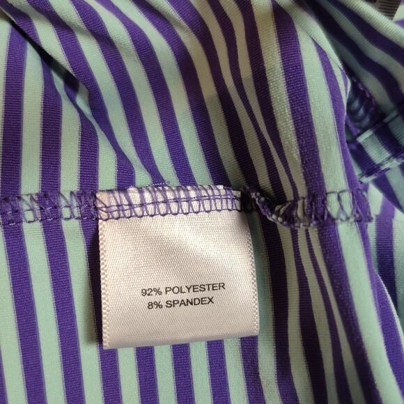 Peter Millar Summer Comfort Polo Shirt Men Large Purple Striped Performance Golf - Picture 5 of 9